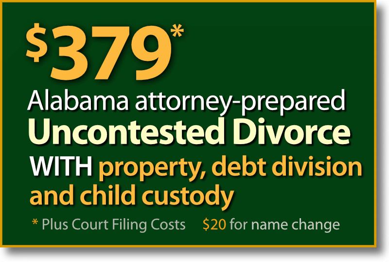 $379* Birminham Uncontested Divorce with property and debt division plus child custody and support agreement